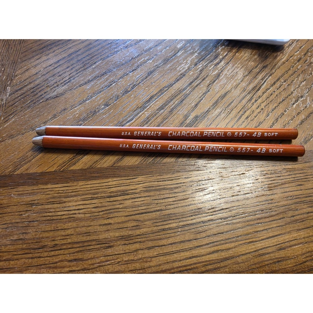2-‎ VINTAGE GENERAL'S CHARCOAL PENCIL~557 4B~USA~USED